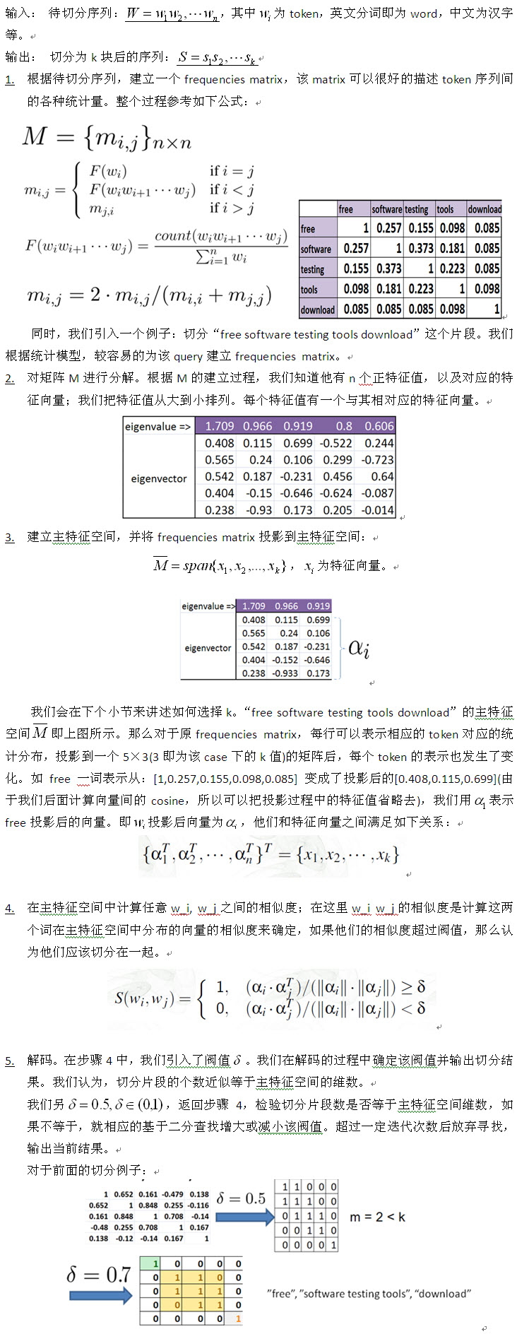 seo网站心得之基于主特征空间相似度计算的切分算法