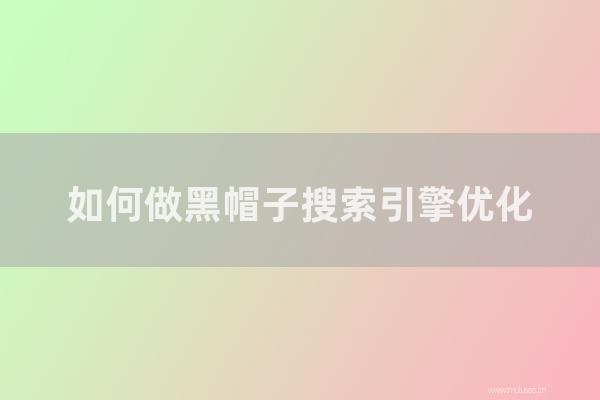 seo营销:如何做黑帽子搜索引擎优化?黑帽子搜索引擎优化对网站优化有那几种缺点