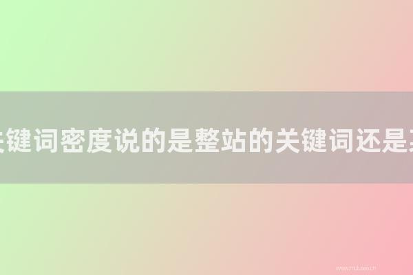 网站seo整站优化：网站的关键词密度说的是整站的关键词还是某个页面？