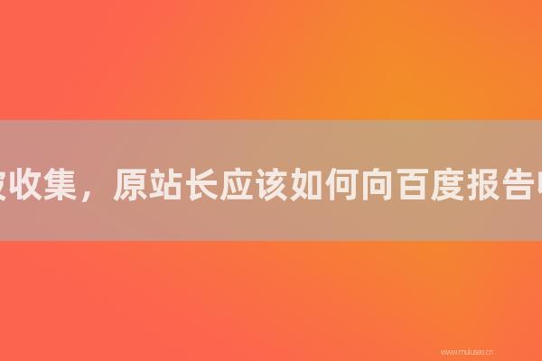 杭州seo博客：网站被采集，原站长应该如何向百度报告采集站？