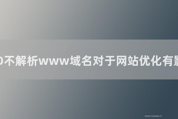 深圳seo博客:做SEO不解析www域名对于网站优化有影响吗?