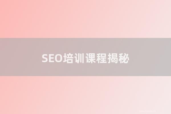 seo技术博客:SEO培训课程揭秘:快速上百度排名的SEO培训班